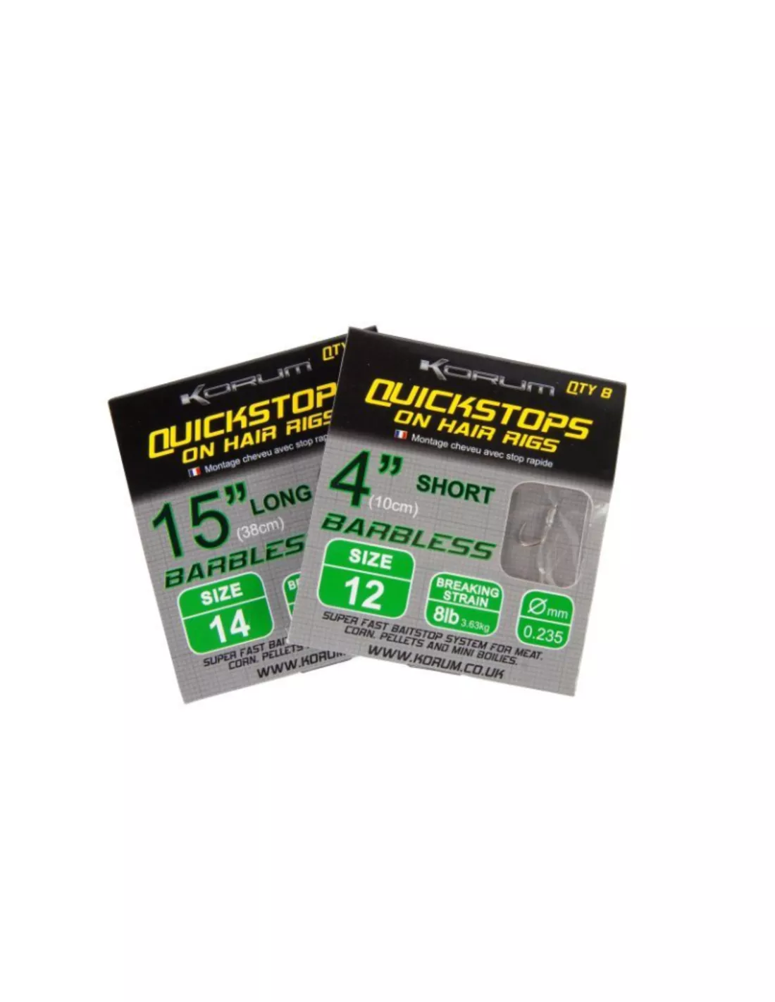 KORUM 4" HAIR RIGS + QUICKSTOPS 3 KORUM 4" HAIR RIGS + QUICKSTOPS